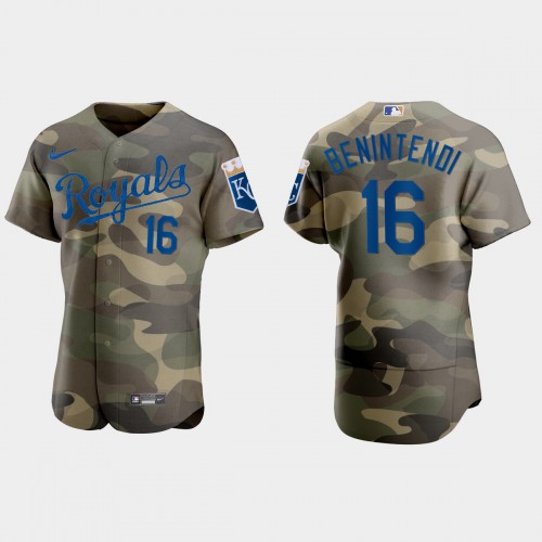 Kansas City Kansas City Royals #16 Andrew Benintendi Men's 2021 Armed Forces Day Authentic Jersey -Camo Men's