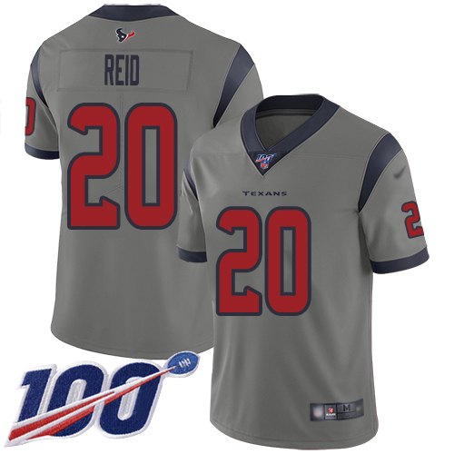 Houston Texans #20 Justin Reid Gray Men's Stitched Limited Inverted Legend 100th Season Jersey Men's