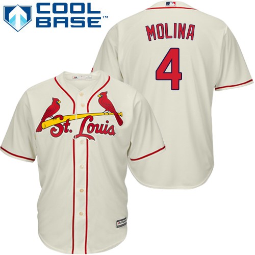 St.Louis Cardinals #4 Yadier Molina Cream Cool Base Stitched Youth Jersey Youth