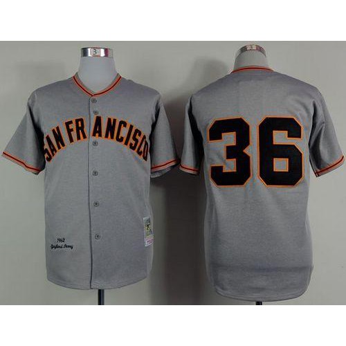 Mitchell And Ness 1962 San Francisco Giants #36 Gaylord Perry Grey Stitched Jersey Men's