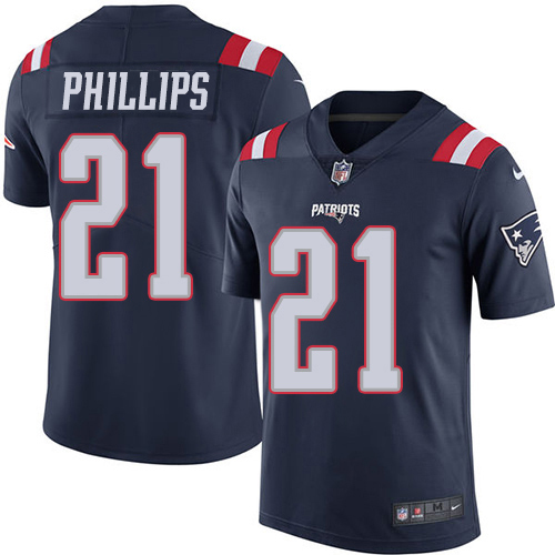 New England Patriots #21 Adrian Phillips Navy Blue Youth Stitched Limited Rush Jersey Youth