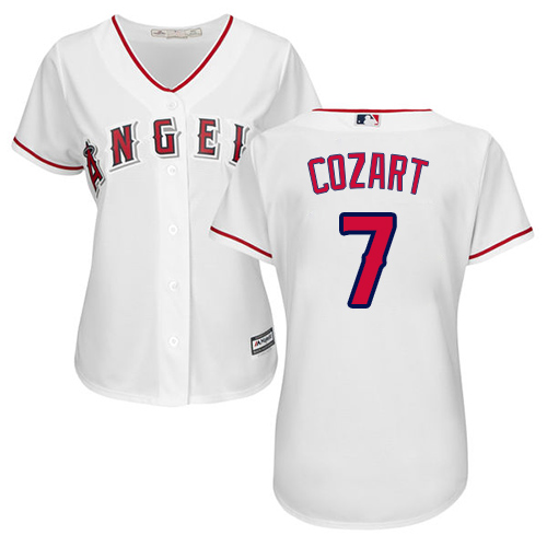 Los Angeles Angels #7 Zack Cozart White Home Women's Stitched Jersey Womens