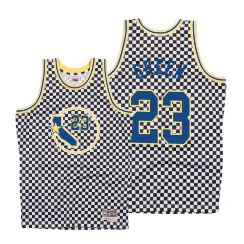 Mitchell & Ness Golden State Warriors #23 Draymond Green Mens White Checkerboard HWC Throwback Jersey Mens