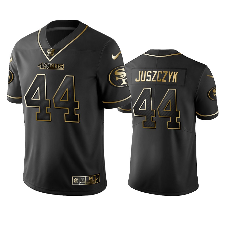 49ers #44 Kyle Juszczyk Black Golden Limited Edition Stitched Jersey