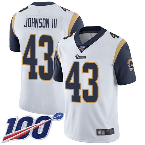 Los Angeles Rams #43 John Johnson III White Men's Stitched 100th Season Vapor Limited Jersey Men's