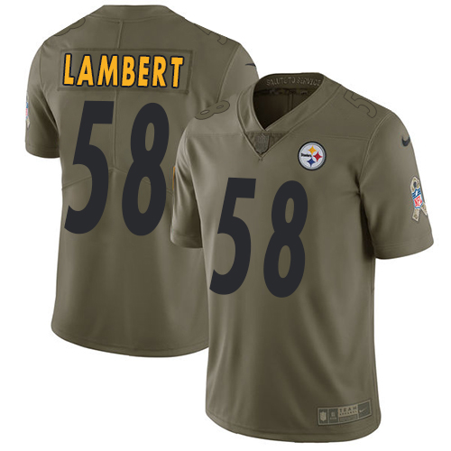 Pittsburgh Steelers #58 Jack Lambert Olive Youth Stitched Limited 2017 Salute to Service Jersey Youth