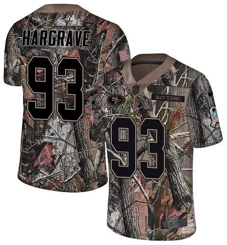 49ers #93 Javon Hargrave Camo Men's Stitched Limited Rush Realtree Jersey