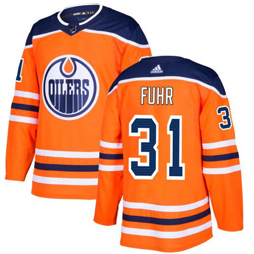 Adidas Edmonton Oilers #31 Grant Fuhr Orange Home Authentic Stitched Jersey Men's