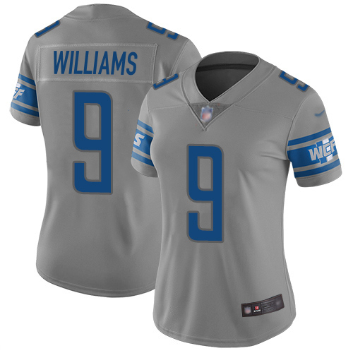 Lions #9 Jameson Williams Gray Women's Stitched Limited Inverted Legend Jersey