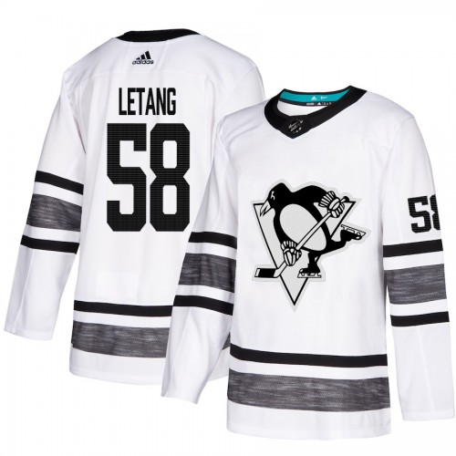 Adidas Pittsburgh Penguins #58 Kris Letang White Authentic 2019 All-Star Stitched Jersey Men's