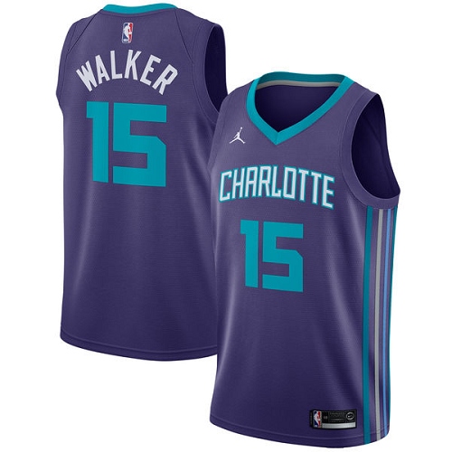Charlotte Hornets #15 Kemba Walker Purple Womens Jordan Swingman Statement Edition Jersey Womens