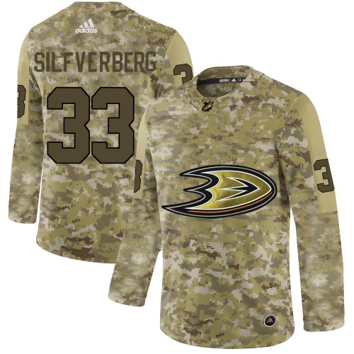 Adidas Anaheim Ducks #33 Jakob Silfverberg Camo Authentic Stitched Jersey Men's