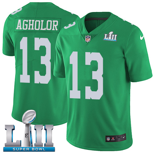 Philadelphia Eagles #13 Nelson Agholor Green Super Bowl LII Men's Stitched Limited Rush Jersey Men's