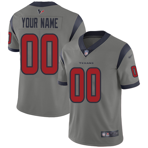 Houston Texans Customized Gray Men's Stitched Limited Inverted Legend Jersey