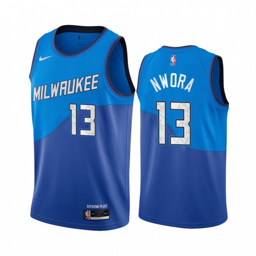 Milwaukee Bucks #13 Jordan Nwora Blue Swingman 2020-21 City Edition Jersey Mens