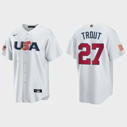 Mike Trout Los Angeles Angels 2023 World Baseball Classic USA Replica Jersey – White