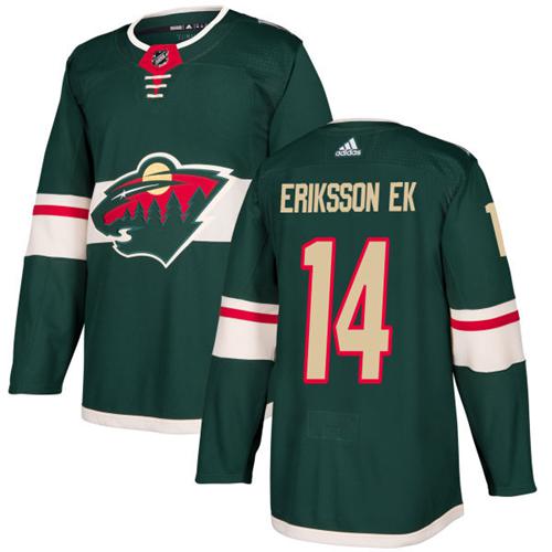 Adidas Minnesota Wild #14 Joel Eriksson Ek Green Home Authentic Stitched Jersey Men's