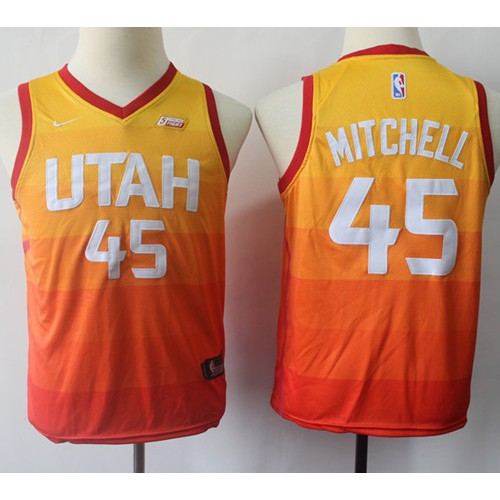 Utah Jazz #45 Donovan Mitchell Orange Youth Swingman City Edition Jersey Youth