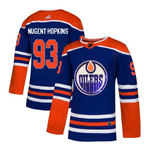 Adidas Edmonton Oilers #93 Ryan Nugent-Hopkins Royal Blue Sequin Embroidery Fashion Stitched Jersey Men's
