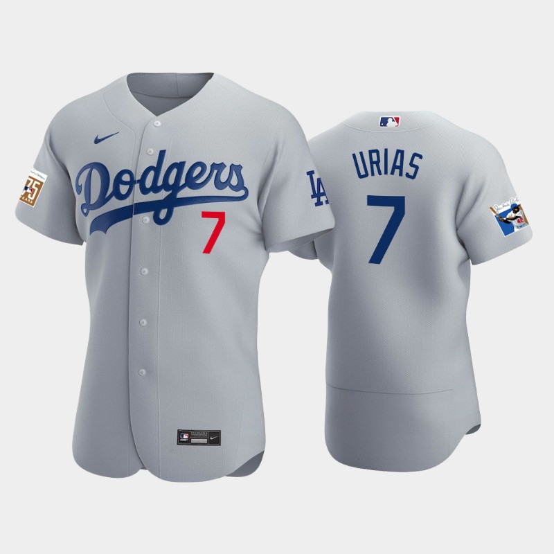 Los Angeles Dodgers #7 Julio Urias Men's Jackie Robinson 75th Anniversary Authentic Jersey - Gray
