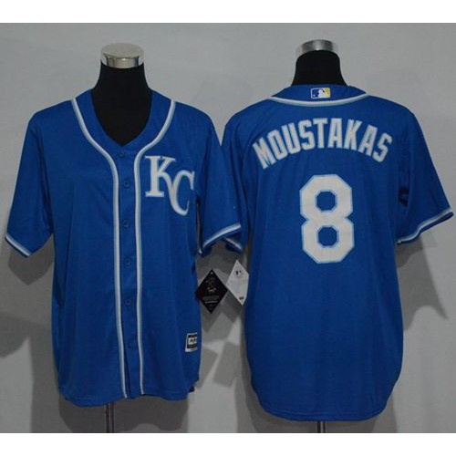 Kansas City Royals #8 Mike Moustakas Blue Cool Base Stitched Youth Jersey Youth