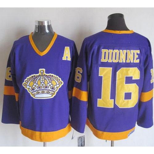 Los Angeles Kings #16 Marcel Dionne Purple/Yellow CCM Throwback Stitched Jersey Men's