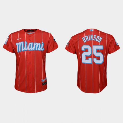 Miami Miami Marlins #25 Lewis Brinson Youth 2021 City Connect Authentic Jersey Red Youth