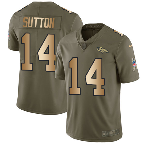 Denver Broncos #14 Courtland Sutton Olive/Gold Youth Stitched Limited 2017 Salute to Service Jersey Youth