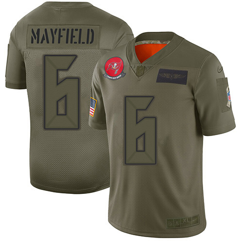 Buccaneers #6 Baker Mayfield Camo Men's Stitched Limited 2019 Salute To Service Jersey