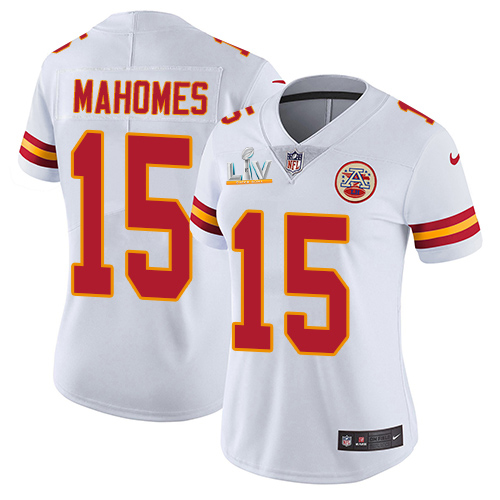 Chiefs #15 Patrick Mahomes White Women's Super Bowl LV Bound Stitched Vapor Untouchable Limited Jersey