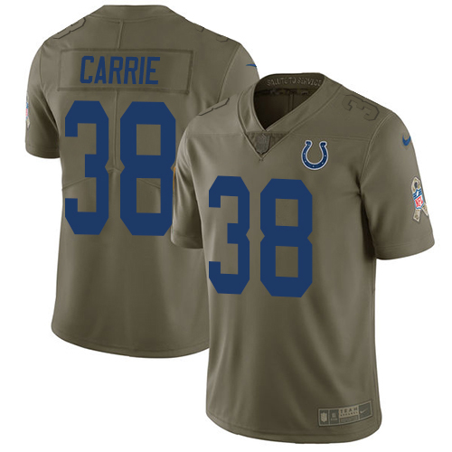 Indianapolis Colts #38 T.J. Carrie Olive Youth Stitched Limited 2017 Salute To Service Jersey Youth