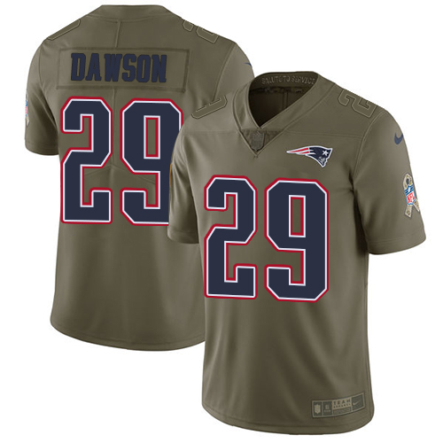 New England Patriots #29 Duke Dawson Olive Men's Stitched Limited 2017 Salute To Service Jersey Men's