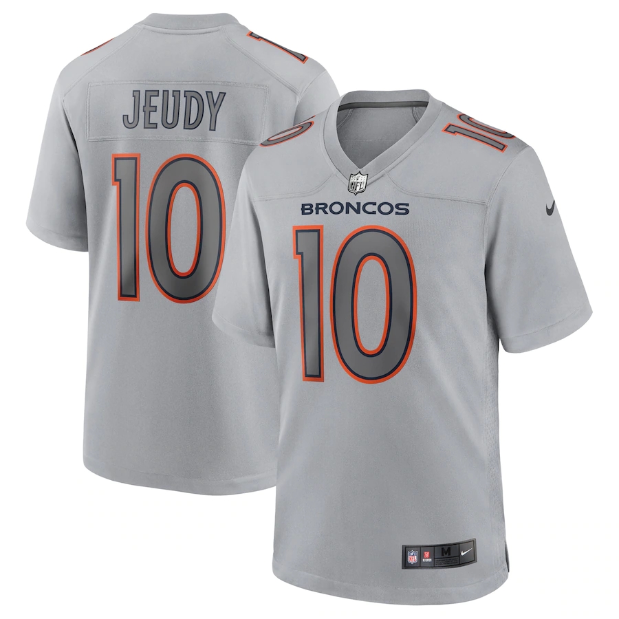 Denver Broncos #10 Jerry Jeudy Men's Gray Atmosphere Fashion Game Jersey