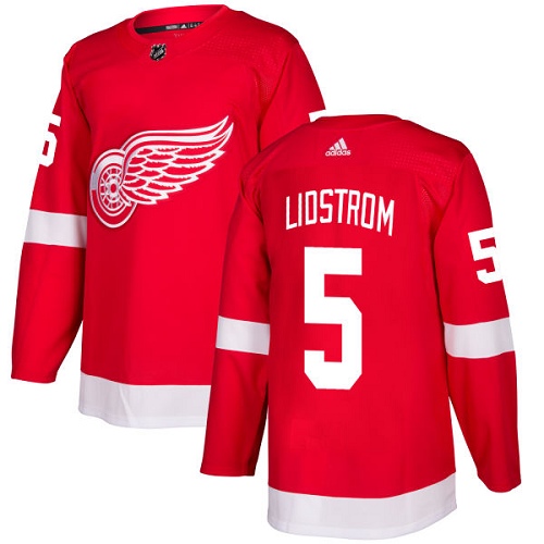 Adidas Detroit Red Wings #5 Nicklas Lidstrom Red Home Authentic Stitched Jersey Men's