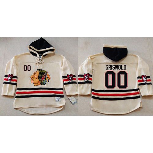 Chicago Blackhawks #00 Clark Griswold Cream Heavyweight Pullover Hoodie Stitched Jersey Men's