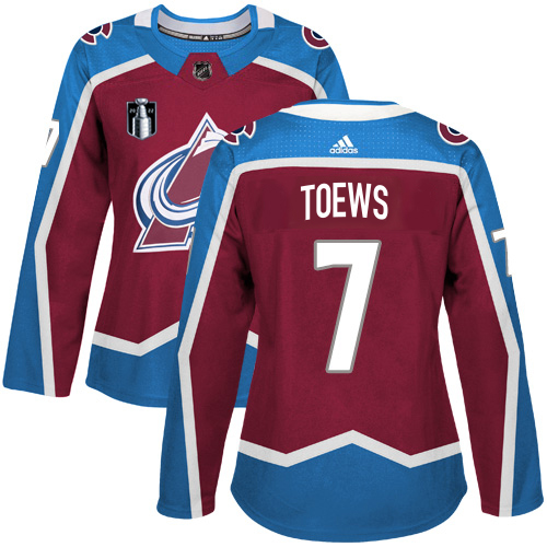 Adidas Colorado Avalanche #7 Devon Toews Burgundy Women's 2022 Stanley Cup Final Patch Home Authentic Stitched Jersey Womens