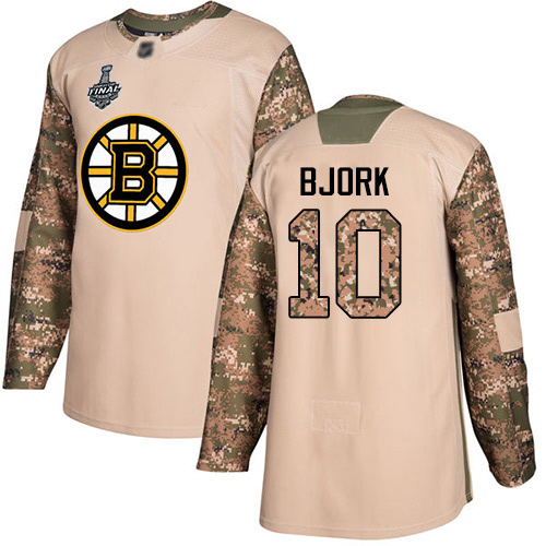 Adidas Boston Bruins #10 Anders Bjork Camo Authentic 2017 Veterans Day Stanley Cup Final Bound Stitched Jersey Men's