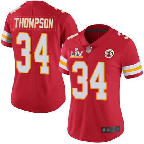Kansas City Chiefs #34 Darwin Thompson Red Team Color Women's Super Bowl LV Bound Stitched Vapor Untouchable Limited Jersey Womens