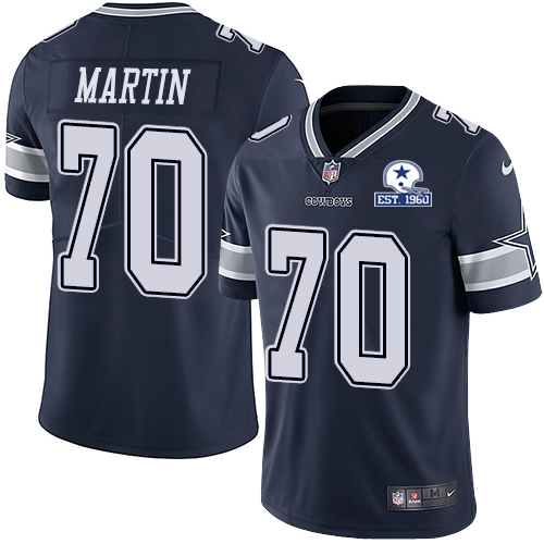Dallas Cowboys #70 Zack Martin Navy Blue Team Color Men's Stitched With Established In 1960 Patch Vapor Untouchable Limited Jersey Men's