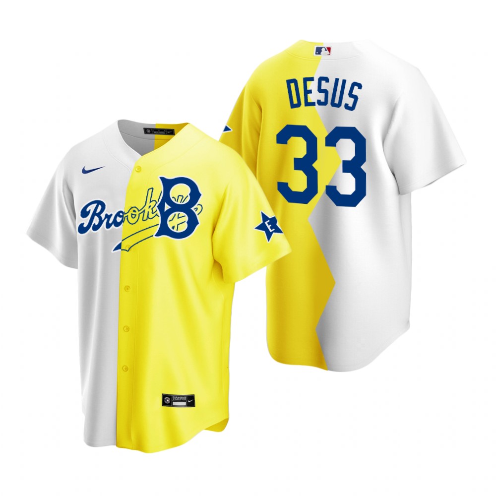 Los Angeles Dodgers #33 Desus Nice White Yellow Men's 2022 All-Star Celebrity Softball Game Jersey