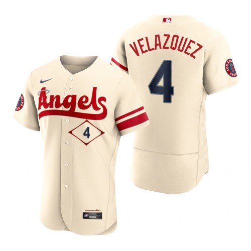 Los Angeles Los Angeles Angels #4 Andrew Velazquez Cream Men's Authentic 2022 City Connect Jersey Men's
