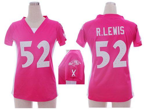 Ravens #52 Ray Lewis Pink Draft Him Name & Number Top Women's Stitched Elite Jersey