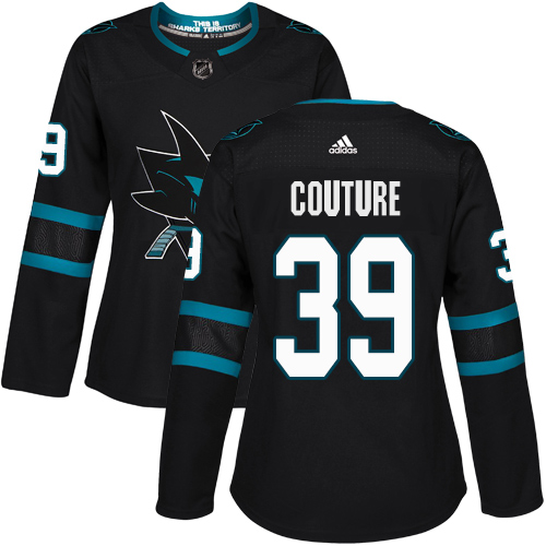 Adidas San Jose Sharks #39 Logan Couture Black Alternate Authentic Women's Stitched Jersey Womens