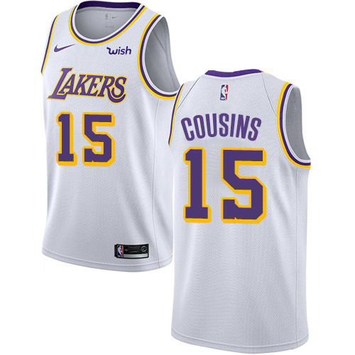 Los Angeles Lakers #15 DeMarcus Cousins White Swingman Association Edition Jersey Mens