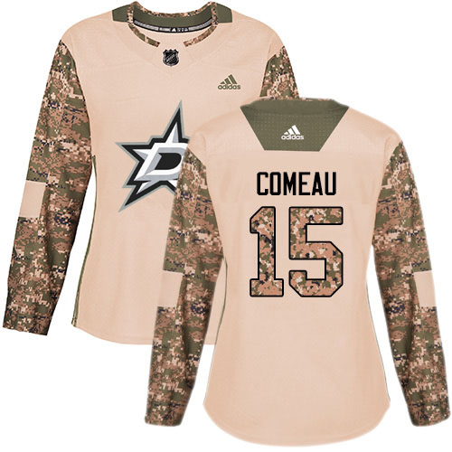 Adidas Dallas Stars #15 Blake Comeau Camo Authentic 2017 Veterans Day Women's Stitched Jersey Womens