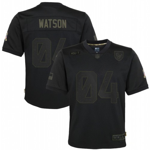 Houston Houston Texans #4 Deshaun Watson Youth 2020 Salute to Service Game Jersey Black Youth