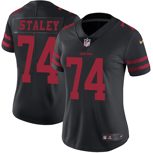 San Francisco 49ers #74 Joe Staley Black Alternate Women's Stitched Vapor Untouchable Limited Jersey Womens