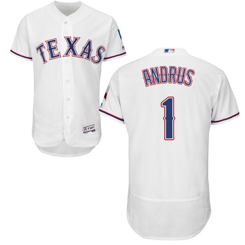 Texas Rangers #1 Elvis Andrus White Flexbase Authentic Collection Stitched Jersey Men's