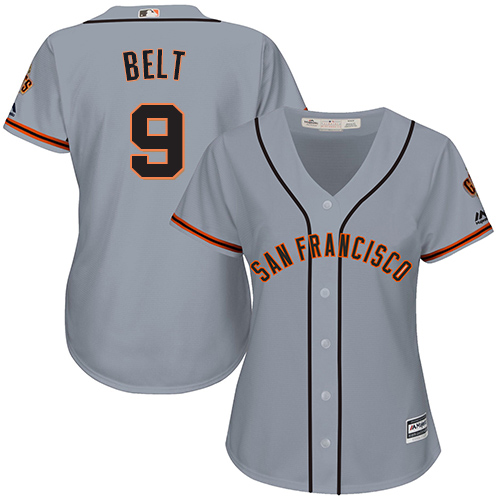 San Francisco Giants #9 Brandon Belt Grey Road Women's Stitched Jersey Womens
