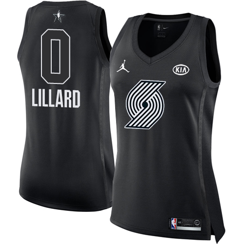 Portland Trail Blazers #0 Damian Lillard Black Womens Jordan Swingman 2018 All-Star Game Jersey Womens